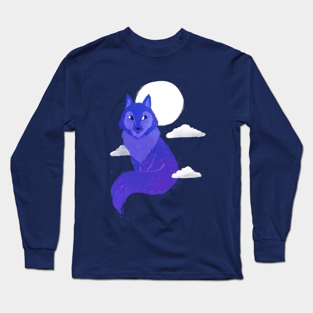 Space Wolf Long Sleeve T-Shirt by Khatii